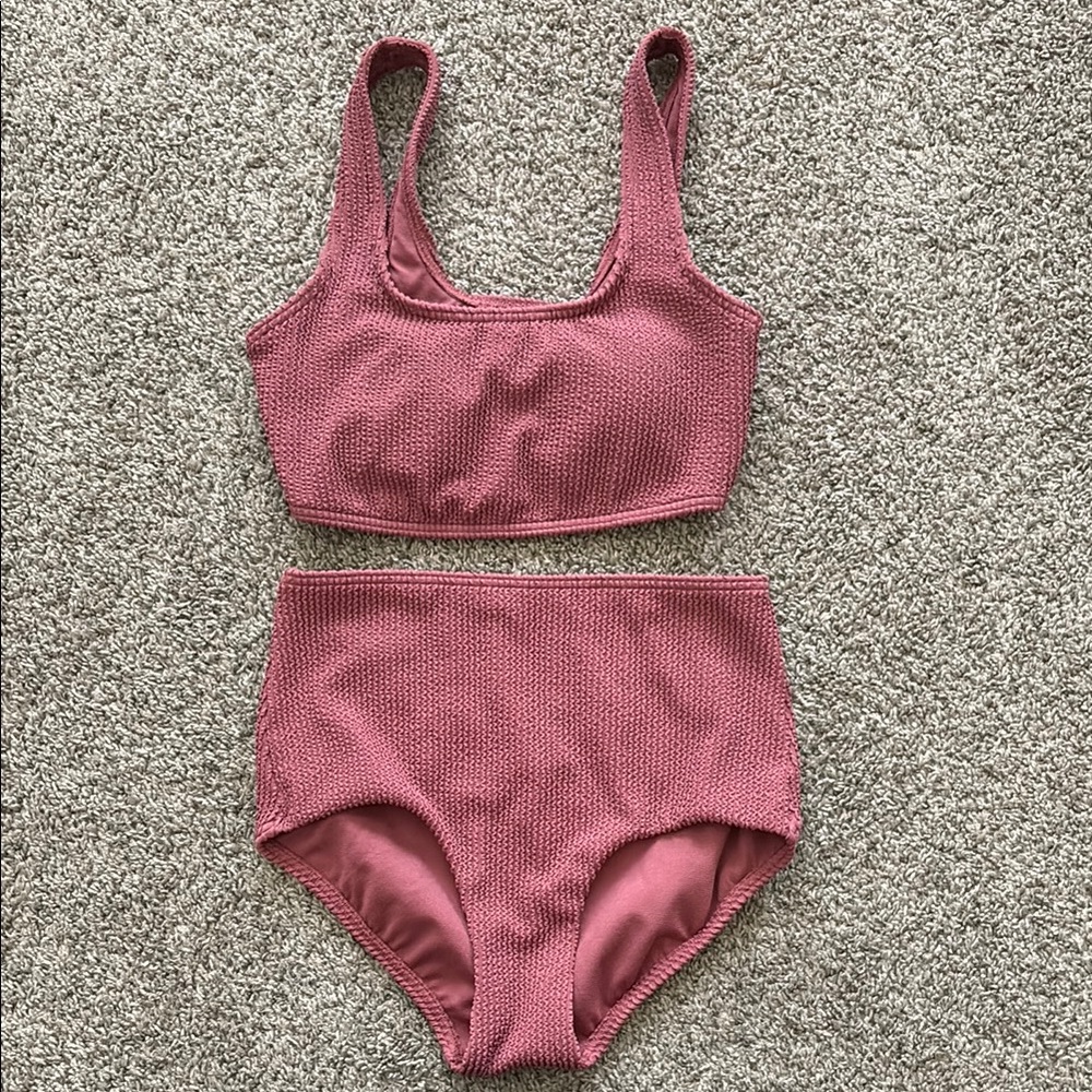 Target Pink Textured Bikini Set